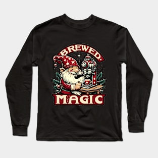 Brewed Magic - Vintage Gnome Espresso Long Sleeve T-Shirt